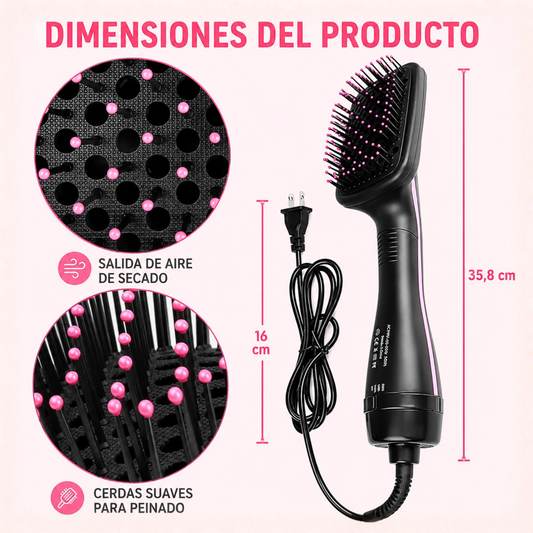 Cepillo Secador Iónico 3 en 1 | Cabello Liso y Sin Frizz