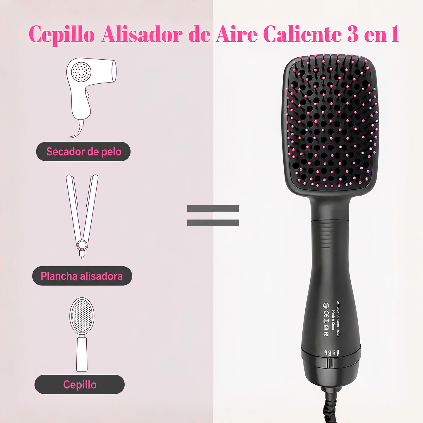 Cepillo Secador Iónico 3 en 1 | Cabello Liso y Sin Frizz