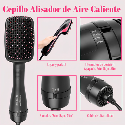 Cepillo Secador Iónico 3 en 1 | Cabello Liso y Sin Frizz