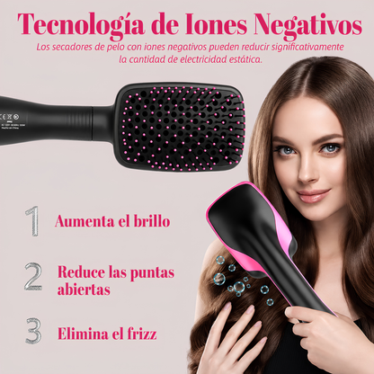 Cepillo Secador Iónico 3 en 1 | Cabello Liso y Sin Frizz
